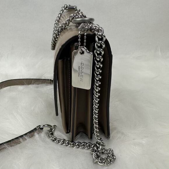 Coach Klare Crossbody Bag CC840 Crocodile-embossed Leather Silver /Stone NWT - Picture 2 of 9